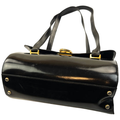 Vintage 2000s Moschino Heart Clasp Leather Shoulder Bag