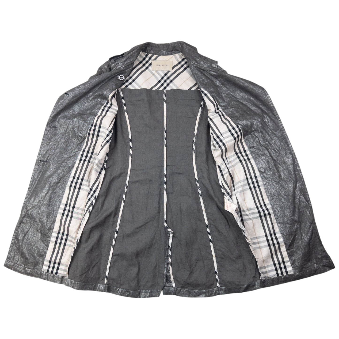 Vintage 2000s Burberry Metallic Trench Jacket Womens Size M