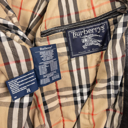 Vintage Burberry Nova Check Lined Leather Jacket Size L
