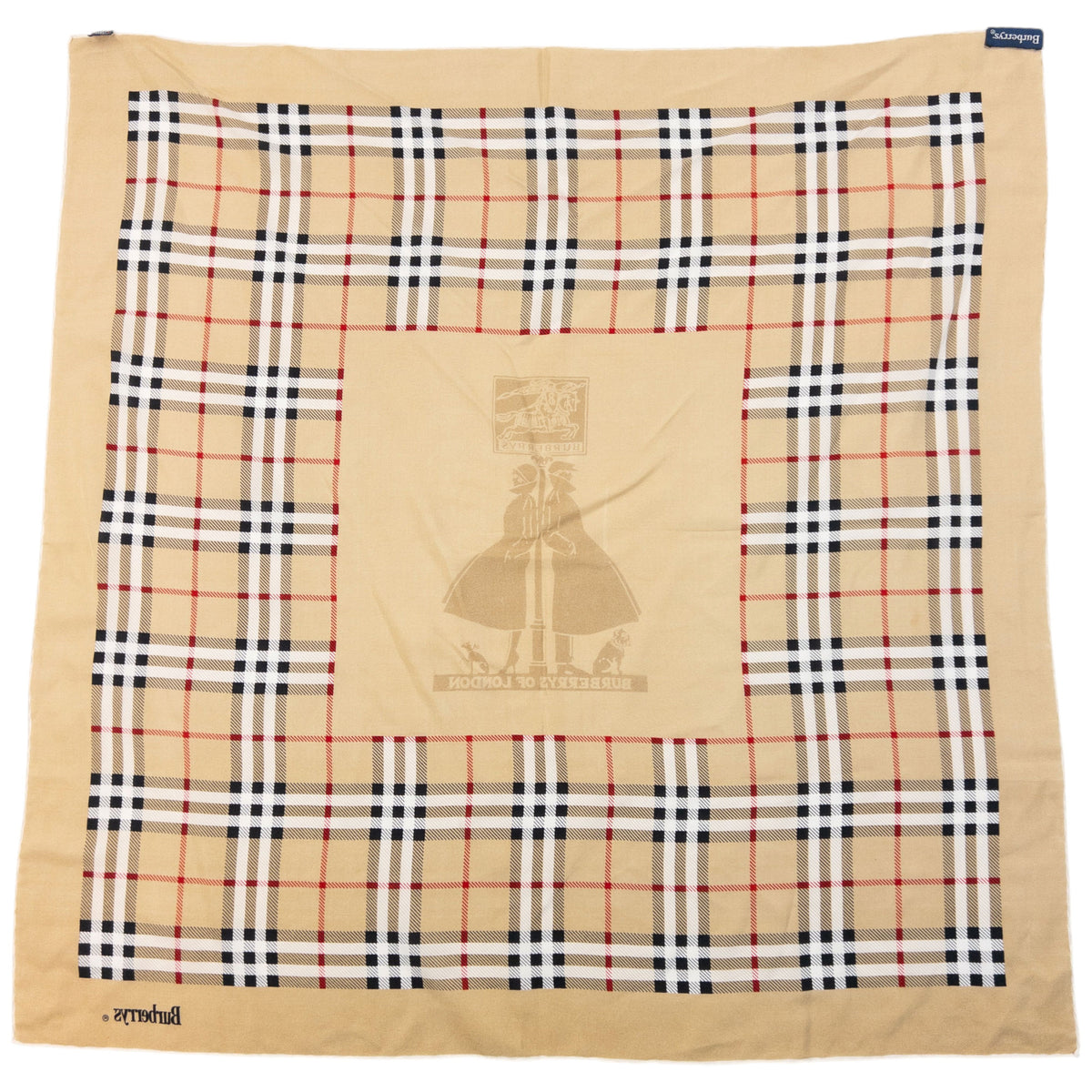 Vintage 90s Burberry Nova Check Silk Scarf in beige, photo 5