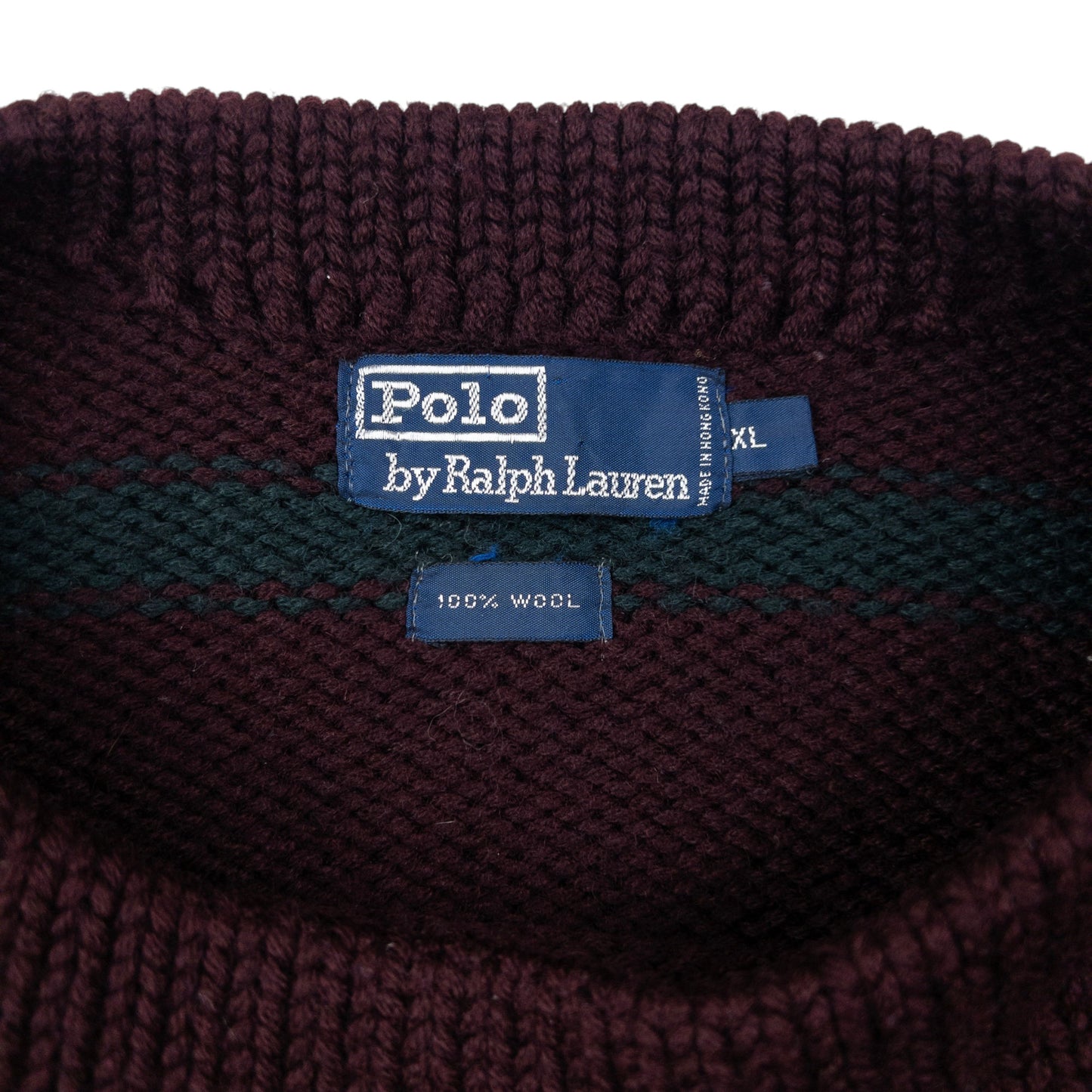 Vintage 90s Polo Ralph Lauren Crest Striped Knit Wool Jumper Size XL