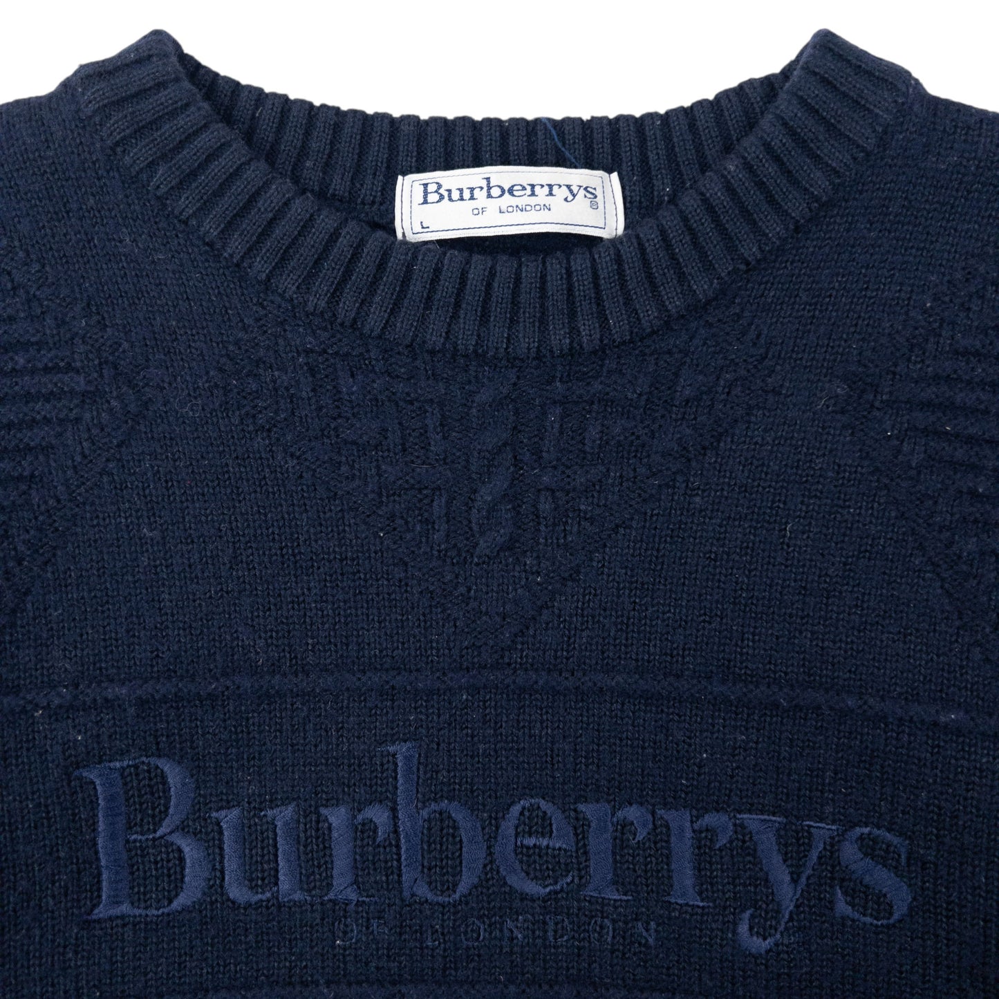 Vintage 90s Burberry Embroidered Knit Jumper Size XS
