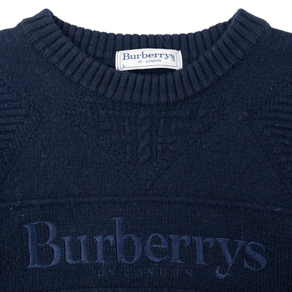Vintage 90s Burberry Embroidered Knit Jumper Size XS
