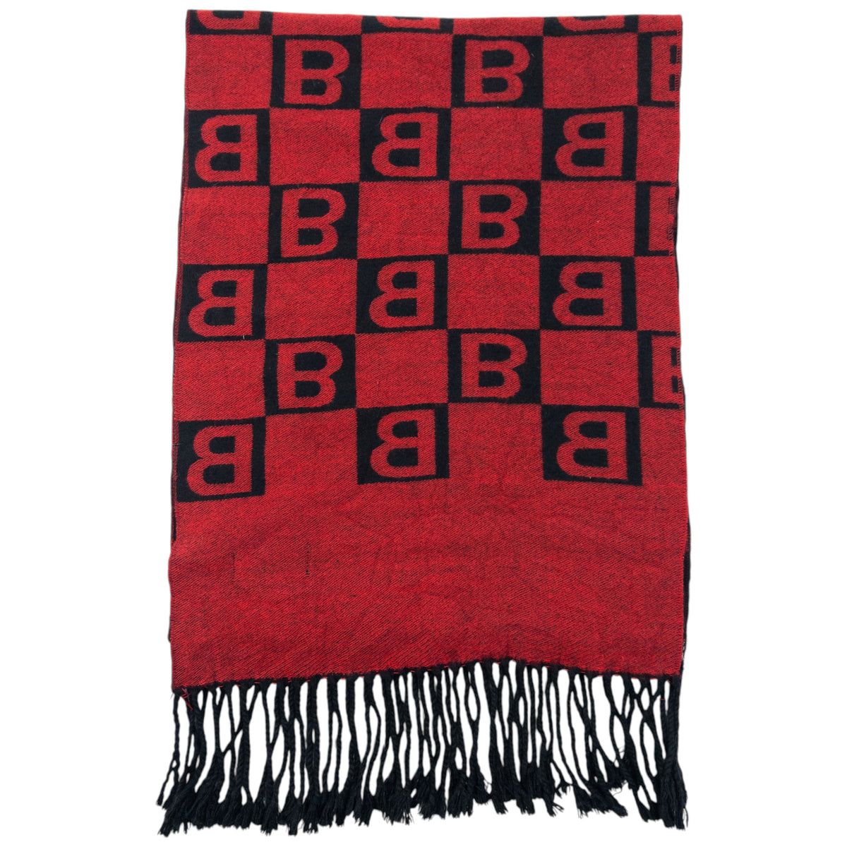 Vintage 90s Burberry Monogram Checkered Cashmere Tassel Scarf