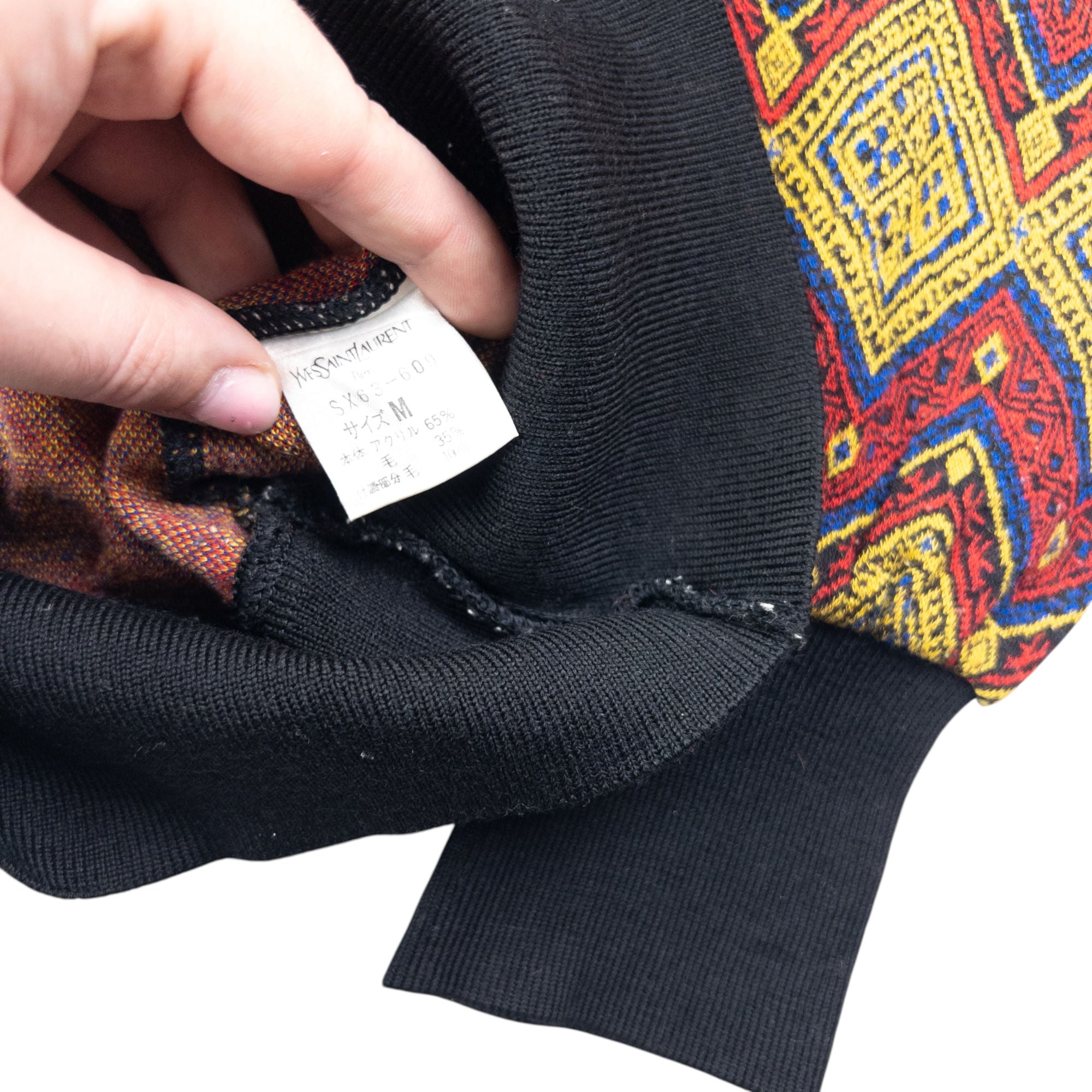 Vintage 80s YSL Yves Saint Laurent Pattern Jumper Size M