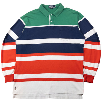 Vintage 90s Polo Ralph Lauren Striped Long Sleeve Polo Shirt Size XL