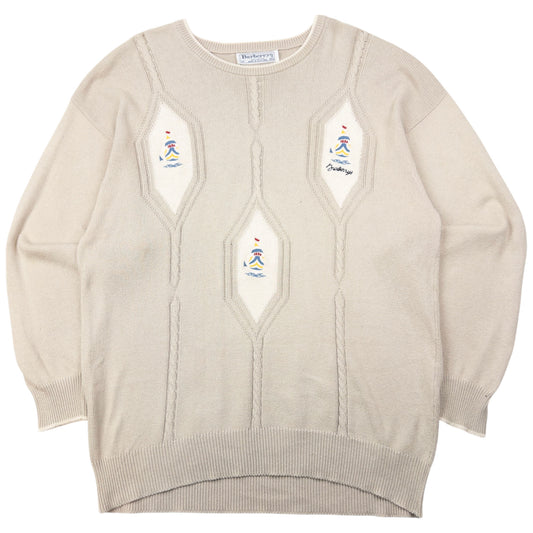 Vintage Burberry Embroidered Knit Jumper Size L
