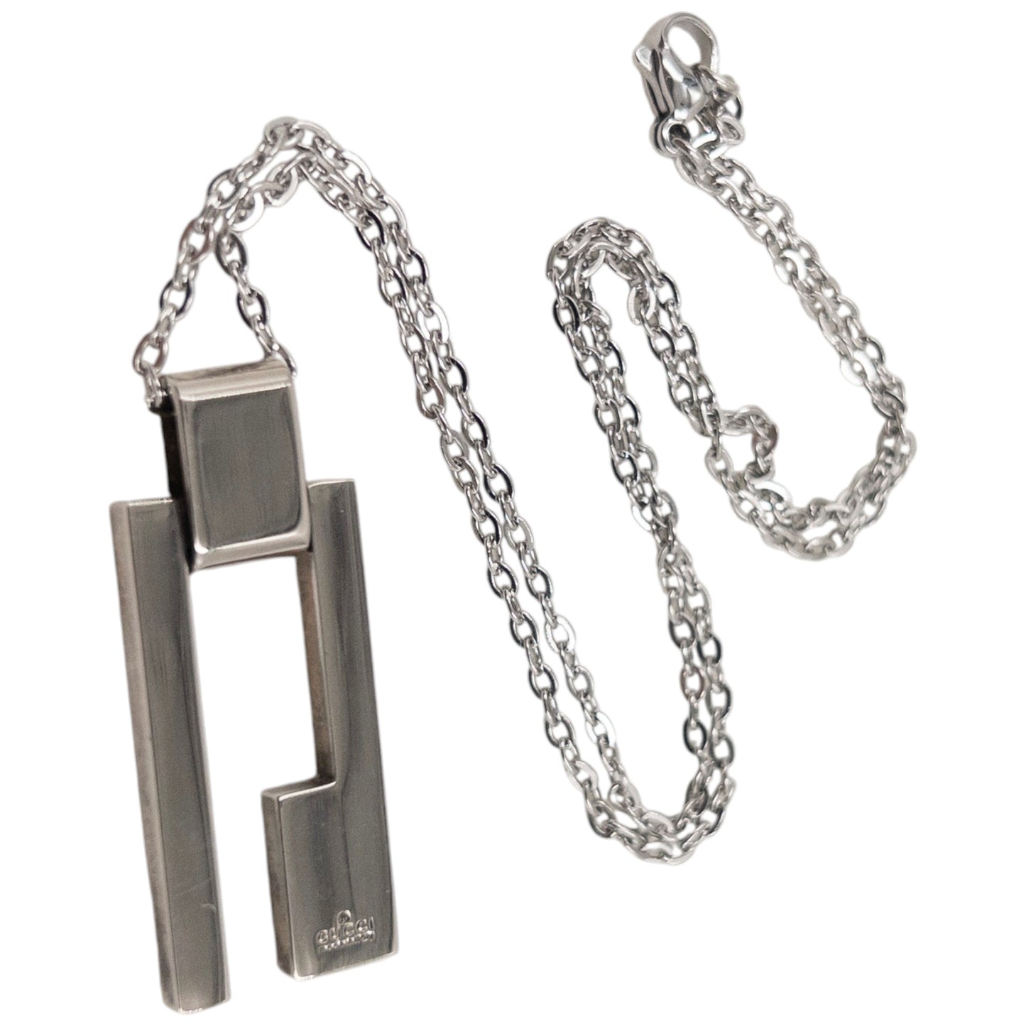 Vintage 2000s Gucci Silver G Plate Necklace