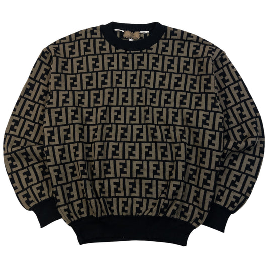 Vintage 2000s Fendi Club Monogram Jumper SizeM in beige