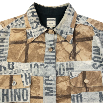 Vintage 2000s Moschino Jeans Tape Check Long Sleeve Button Up Wool Shirt Size M