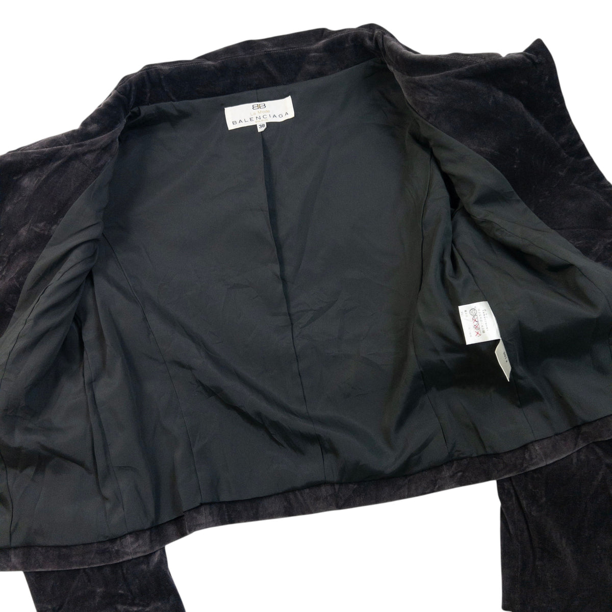 Vintage 90s Balenciaga La Mode Velvet Jacket in grey, photo 4