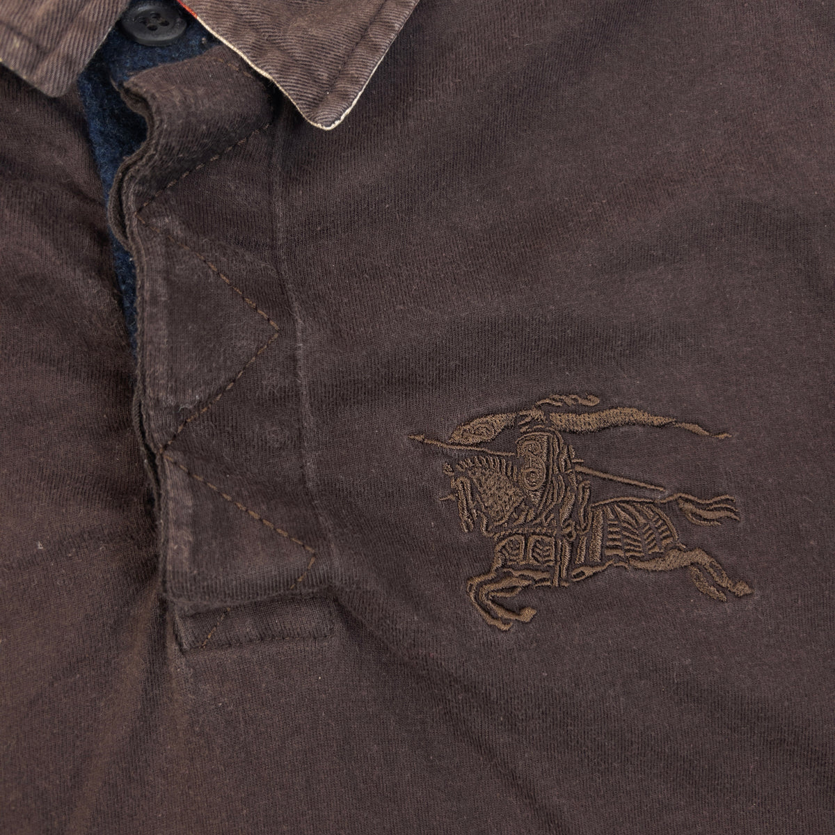 Vintage 2000s Burberry Striped Long Sleeve Polo Shirt in brown, photo 4