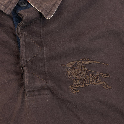 Vintage 2000s Burberry Striped Long Sleeve Polo Shirt in brown, photo 4