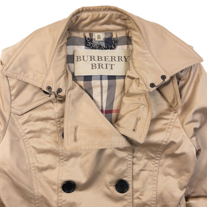 Vintage Burberry Brit Nova Check Lined Belt Waist Jacket Womens Size XS