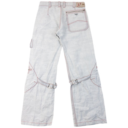 Vintage 2000s Armani Jeans Buckle Bondage Cargo Trousers Size W31