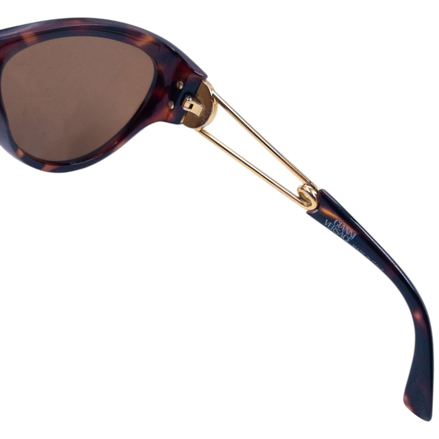 Vintage 1996 Gianni Versace Safety Pin Tortoise Shell Sunglasses