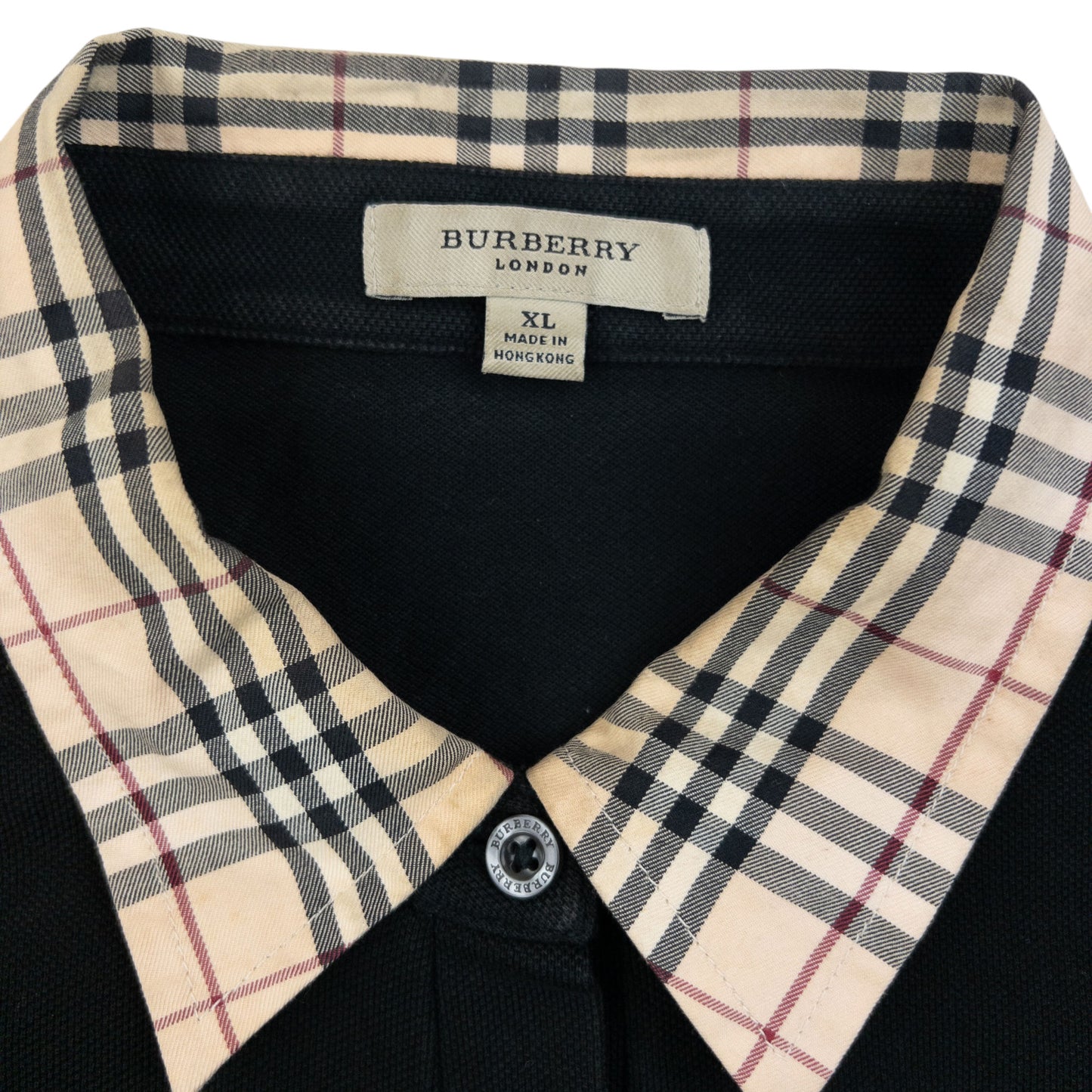 Vintage 2000s Burberry Nova Check Collar Long Sleeve Polo Shirt Womens Size XL