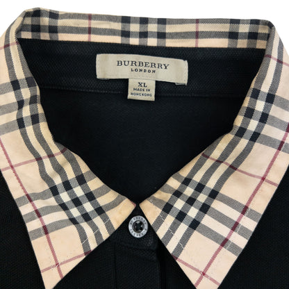 Vintage 2000s Burberry Nova Check Collar Long Sleeve Polo Shirt Womens Size XL