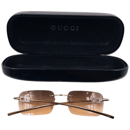 Vintage 90s Gucci By Tom Ford Diamanté Rimless Sunglasses