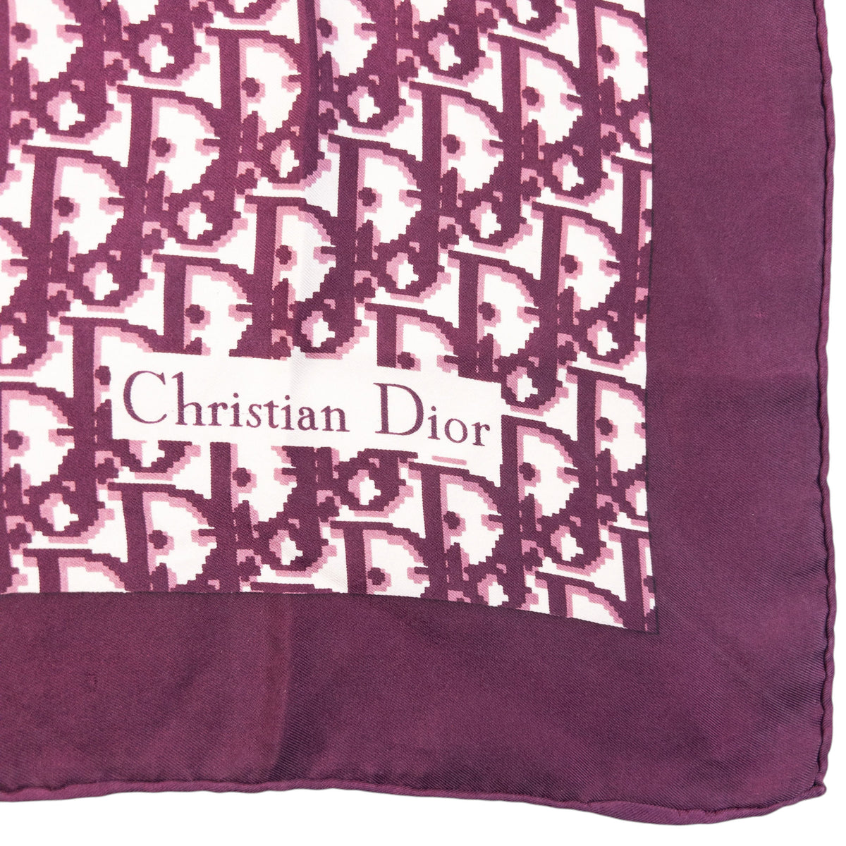 Vintage 2000s Dior Monogram Pixel Silk Scarf in red, photo 3