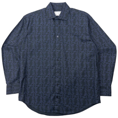 Vintage YSL Yves Saint Laurent Monogram Long Sleeve Button Up Shirt Size L