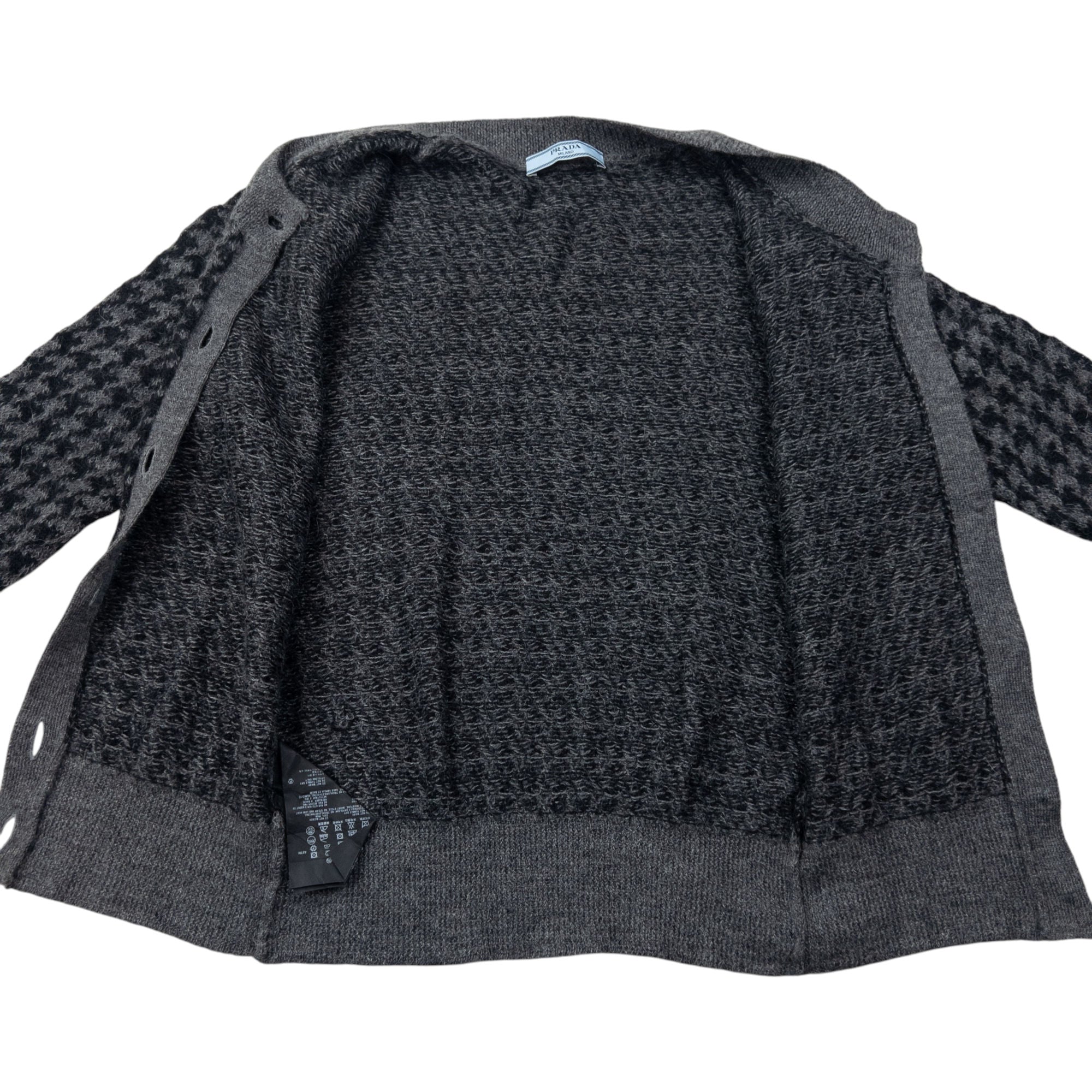 Vintage Prada Houndstooth Wool Cardigan Womens Size S