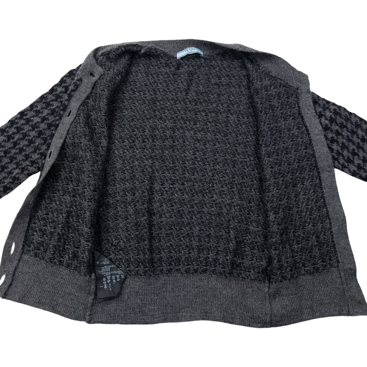 Vintage Prada Houndstooth Wool Cardigan Womens Size S