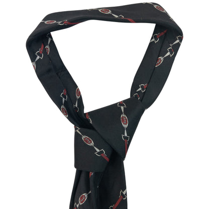 Vintage 80s Gucci Horse Bit Striped Silk Tie