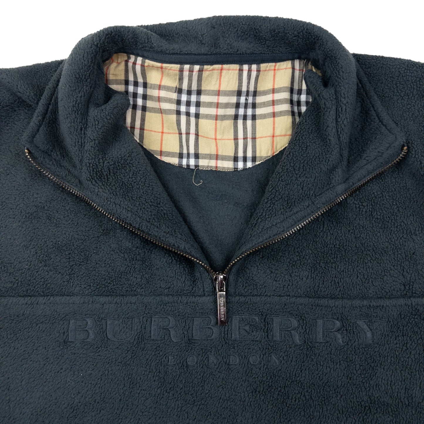 Vintage Burberry Embroidered Q Zip Fleece Sweatshirt Size L
