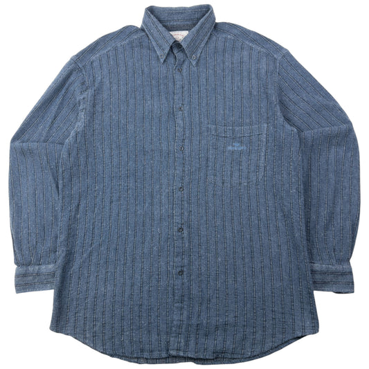 Vintage 90s Armani Jeans Striped Long Sleeve Button Up Shirt Size XL