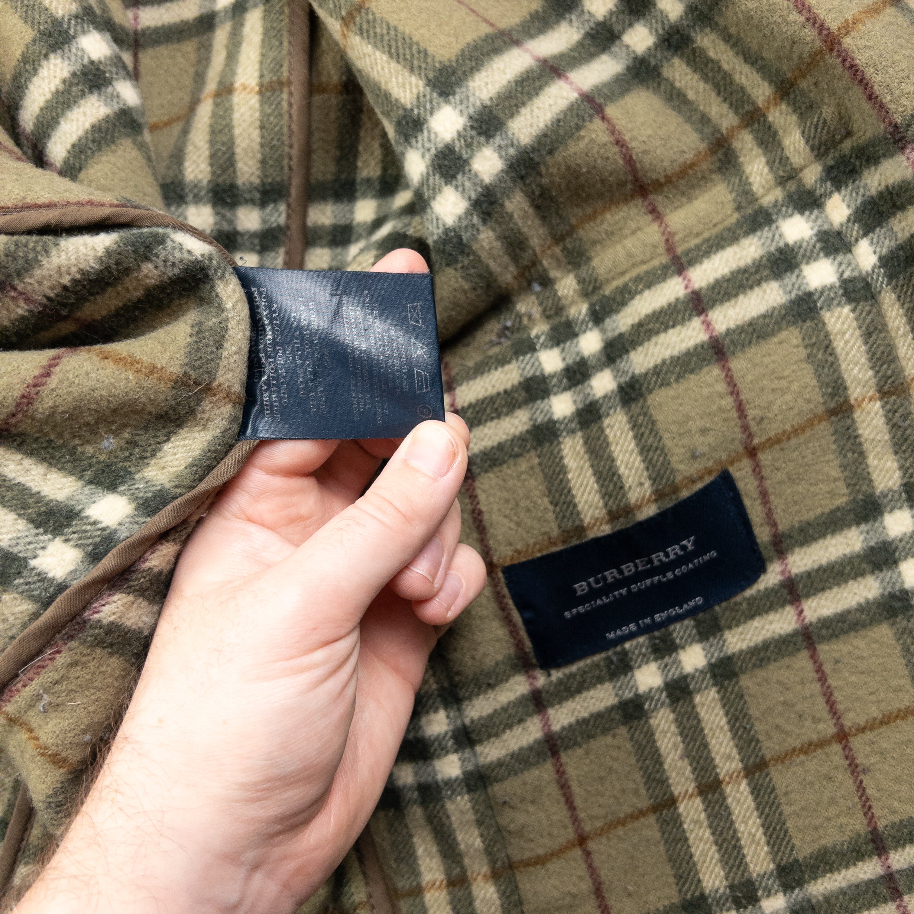 Vintage Burberry Nova Check Lined Wool Duffle Jacket Size L