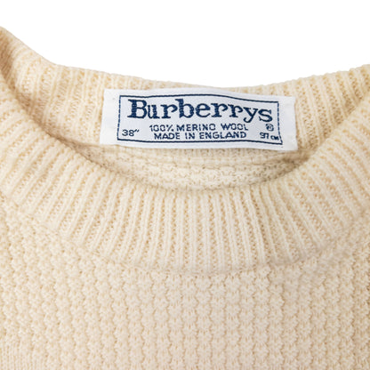 Vintage 90s Burberry Embroidered Wool Knit Jumper Womens Size S