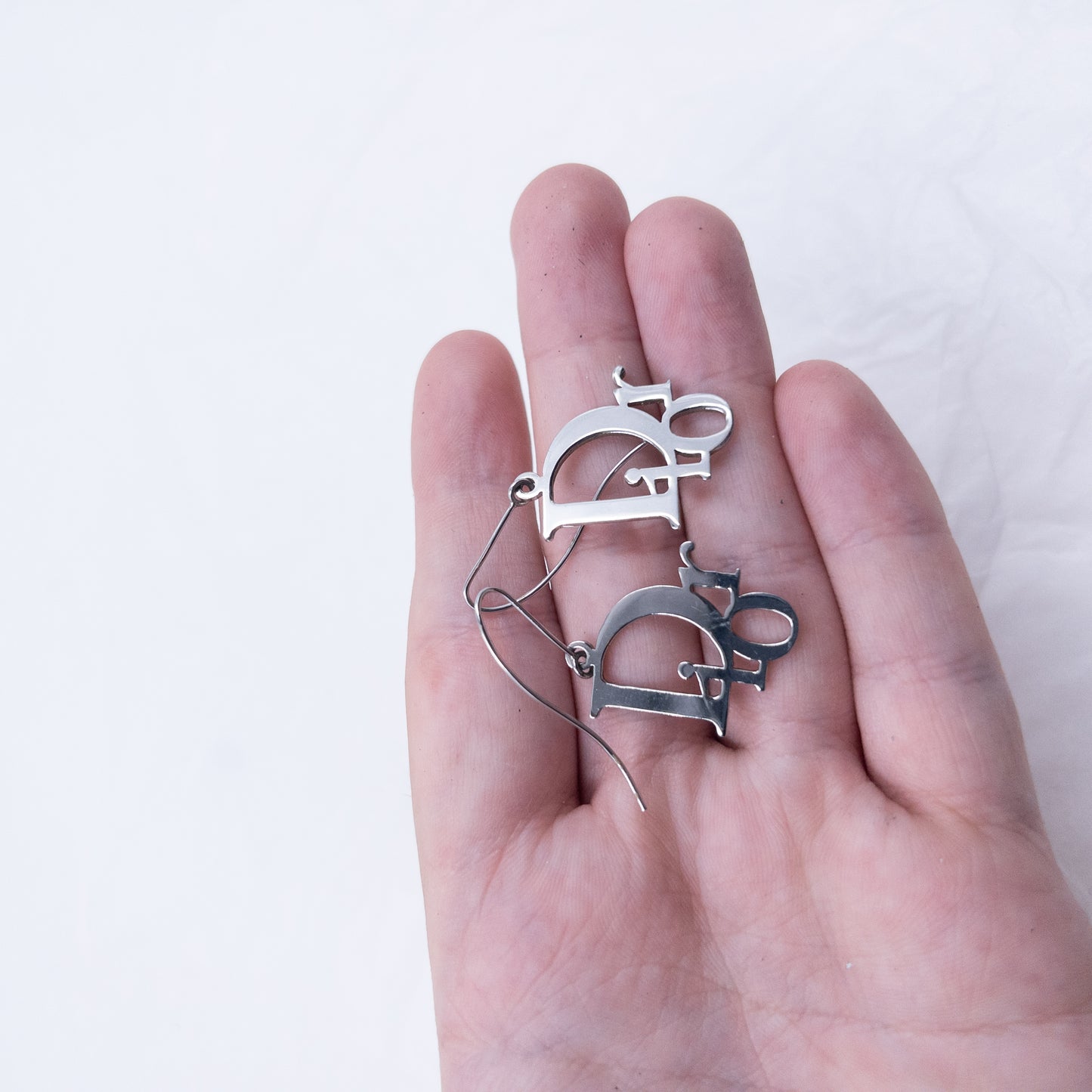 Vintage 2000s Dior By John Galliano Silver Logo Earrings