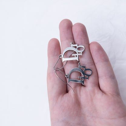 Vintage 2000s Dior By John Galliano Silver Logo Earrings