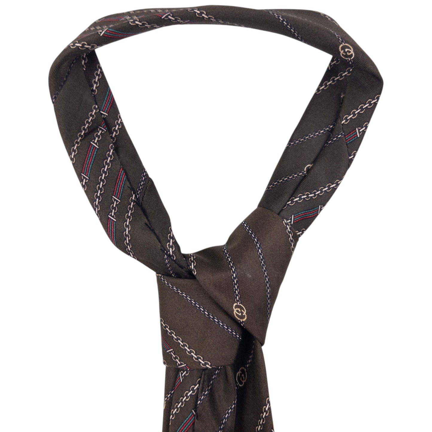Vintage Gucci Chain Stripe Silk Tie