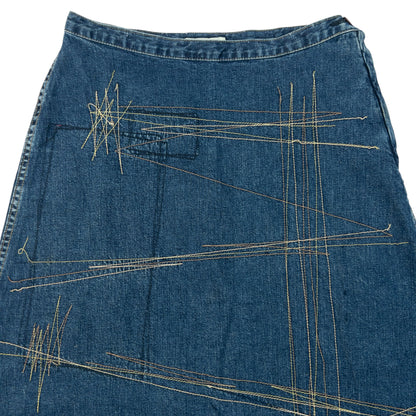 Vintage 90s Hysteric Glamour Embroidered Denim Skirt Womens Size W27