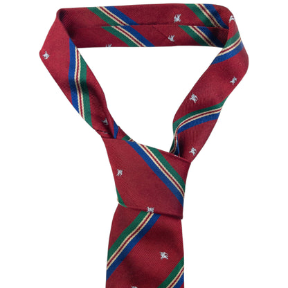 Vintage 80s Burberry Monogram Striped Silk Tie