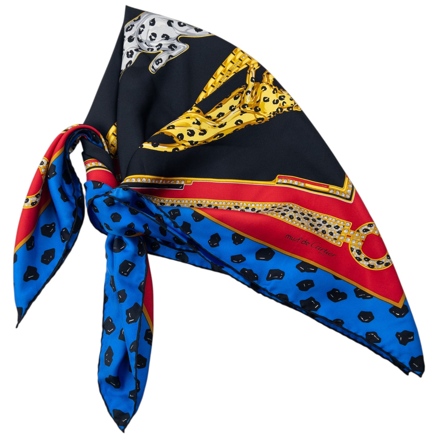Vintage 90s Cartier Panther Print Silk Scarf