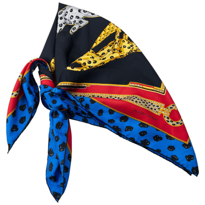 Vintage 90s Cartier Panther Print Silk Scarf
