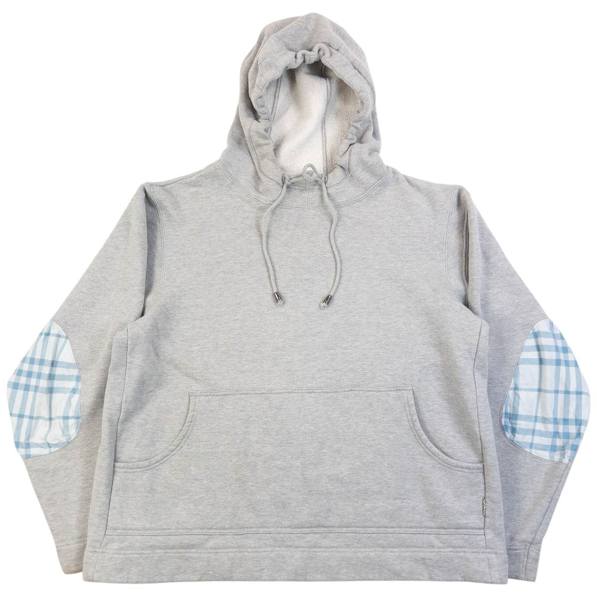 Vintage 2000s Burberry Nova Check Elbow Patch Hoodie in grey (cotton)