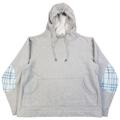 Vintage 2000s Burberry Nova Check Elbow Patch Hoodie in grey (cotton)