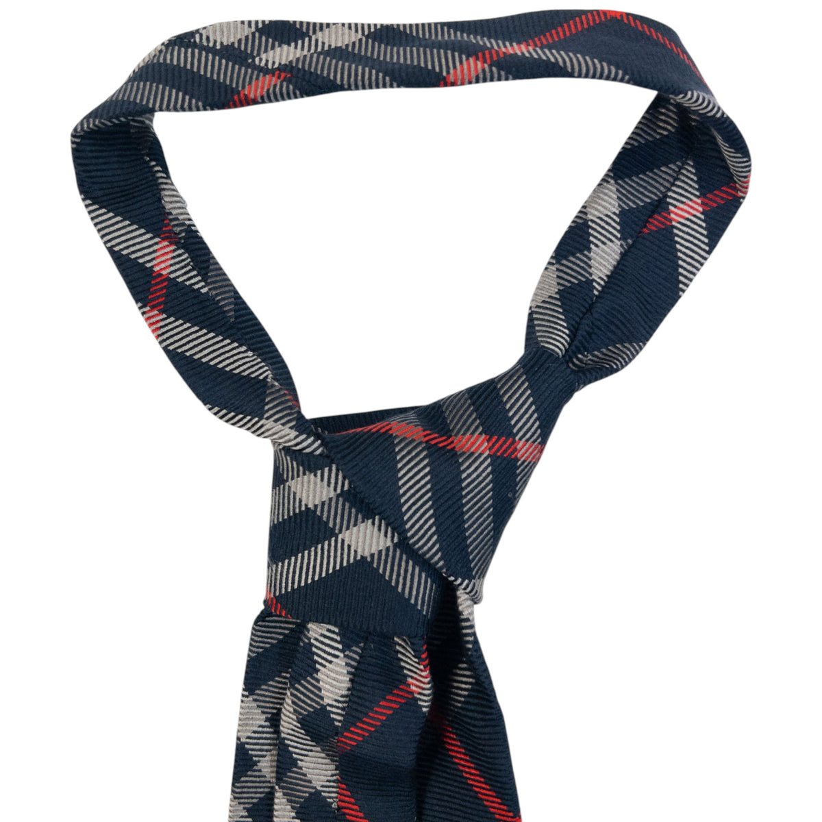 Vintage 2000s Burberry Nova Check Silk Tie in navy, photo 4