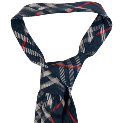 Vintage 2000s Burberry Nova Check Silk Tie in navy, photo 4