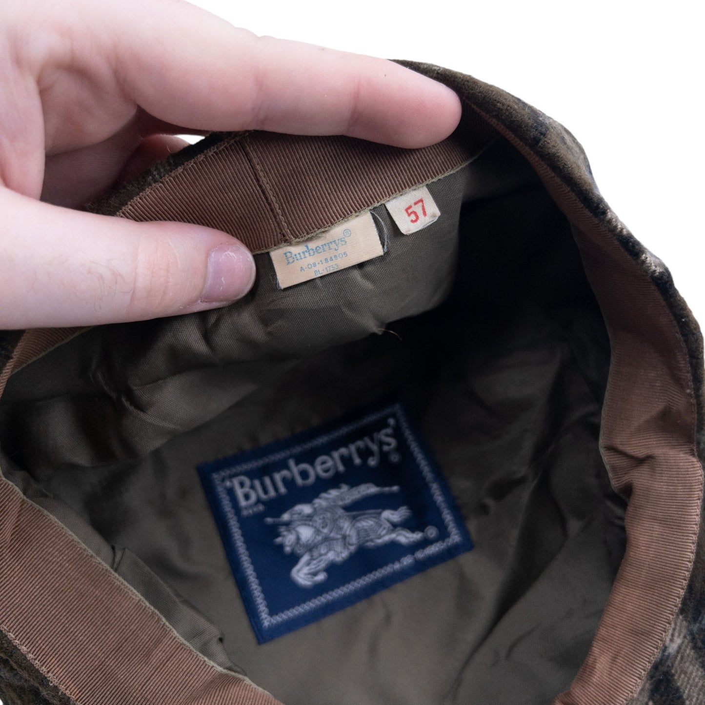 Vintage 80s Burberry Nova Check Wool Flat-Cap Hat