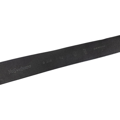 Vintage 2000s YSL Yves Saint Laurent Charm Leather Belt in black, photo 7