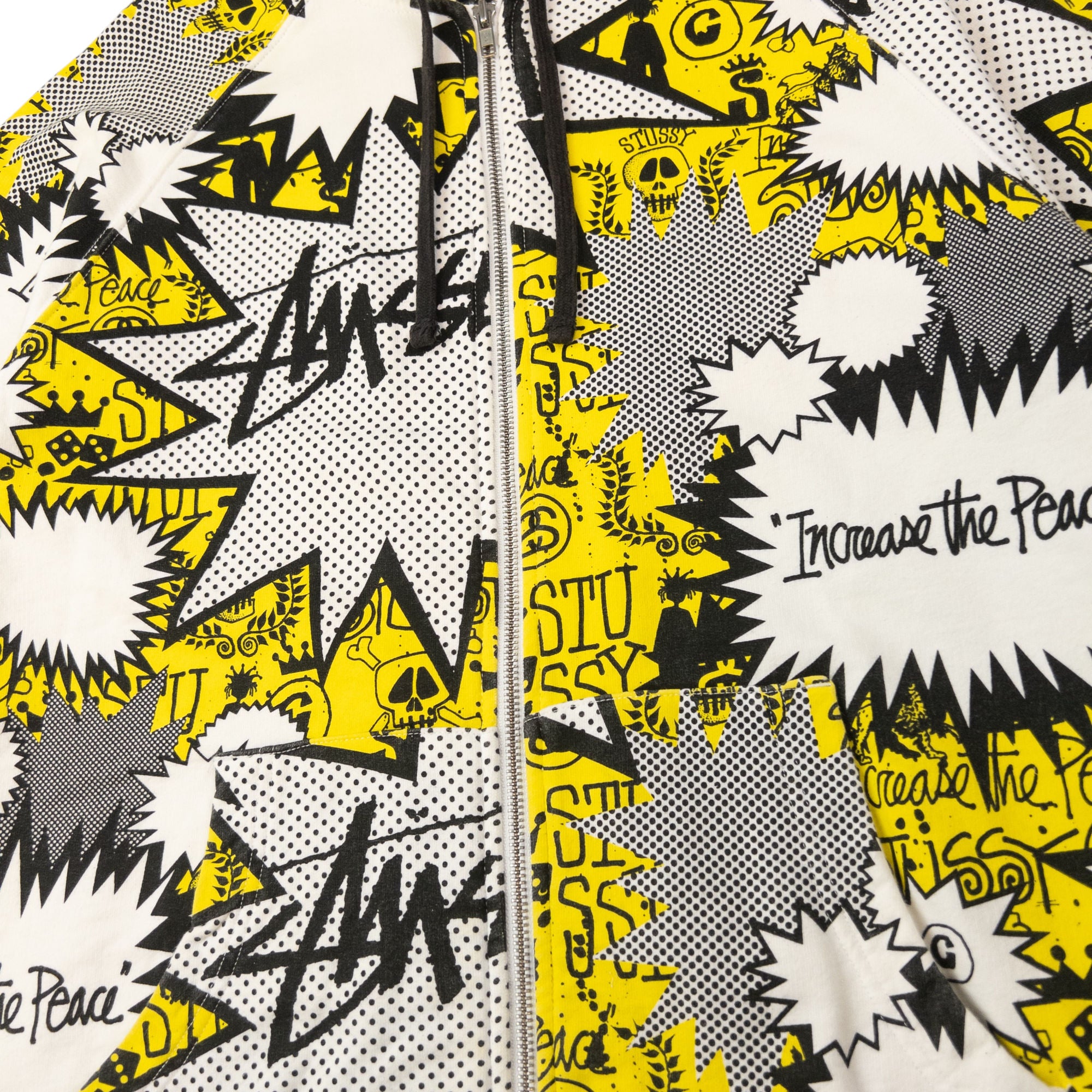 Vintage Stussy Comic Graffiti Zip Up Hoodie Size M