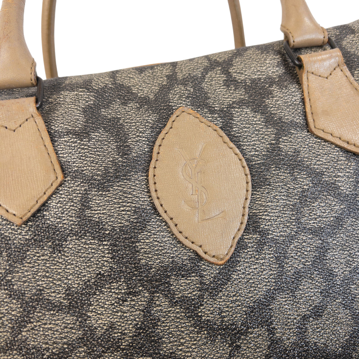 Vintage 80s YSL Yves Saint Laurent Pattern Leather Handbag