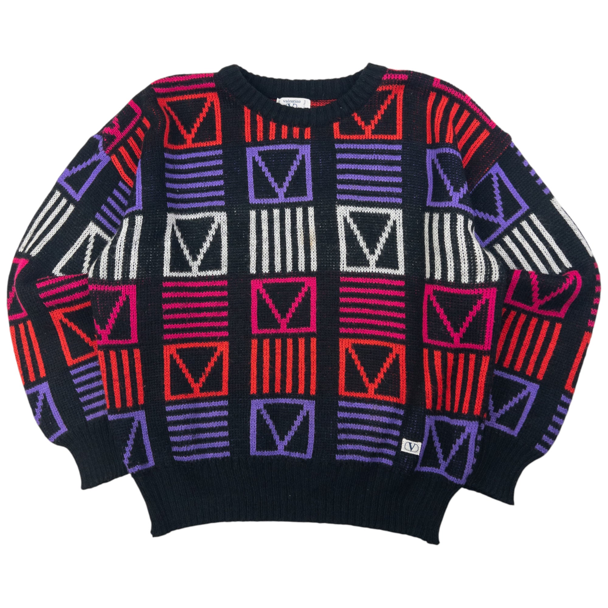 Vintage Valentino Jeans Geometric Knit Jumper Size S