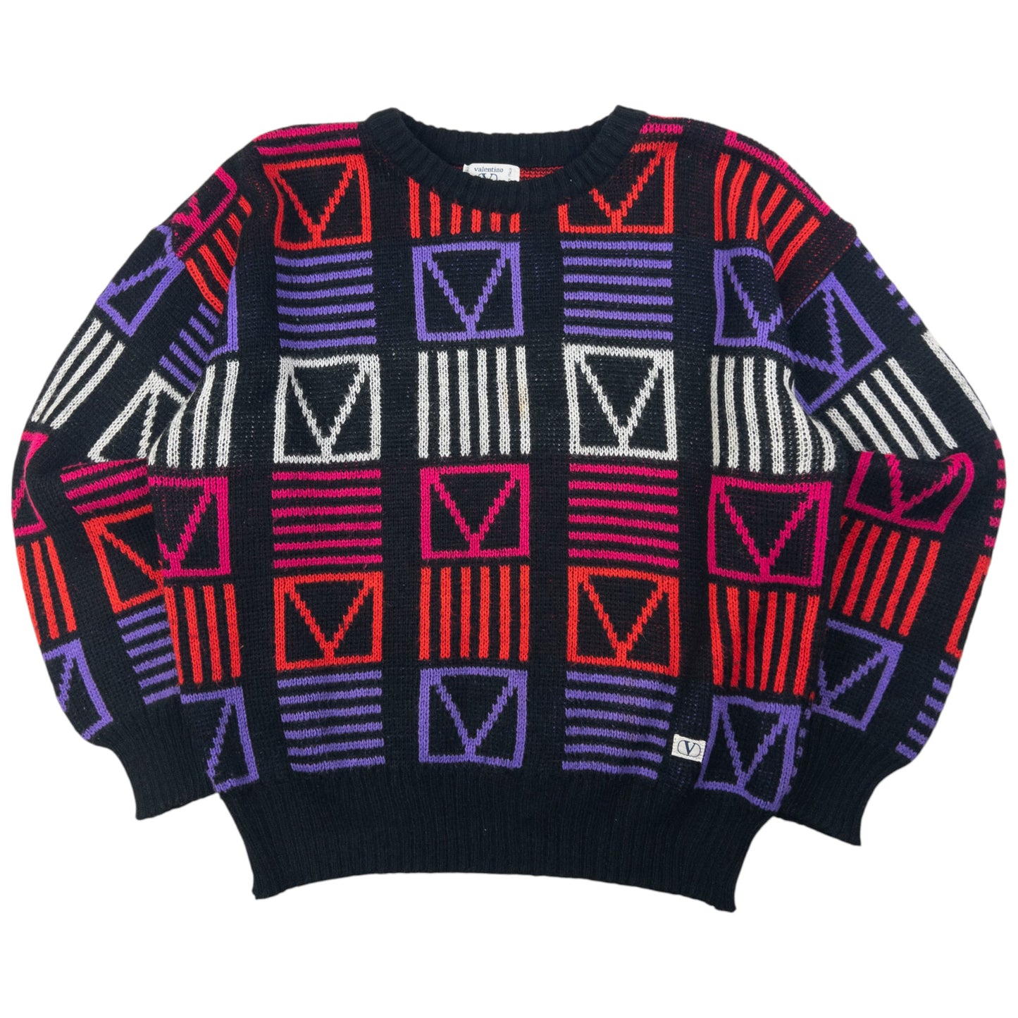Vintage Valentino Jeans Geometric Knit Jumper Size S