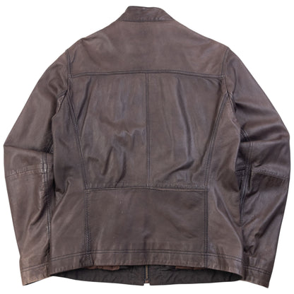 Vintage 90s Hugo Boss Zip Up Leather Jacket Size M